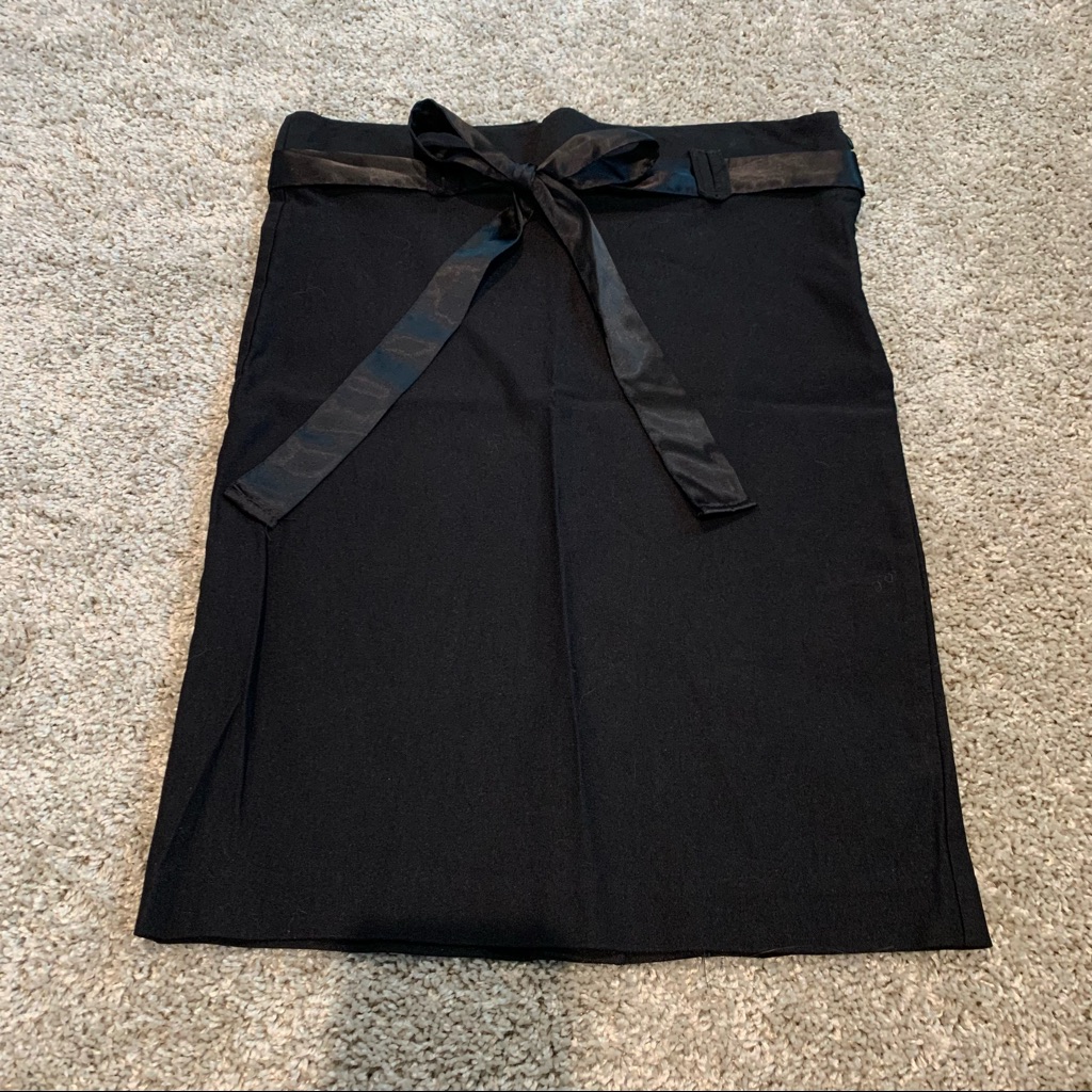 Black 6 Degrees Brand Stretch Pencil Skirt With Satin Belt